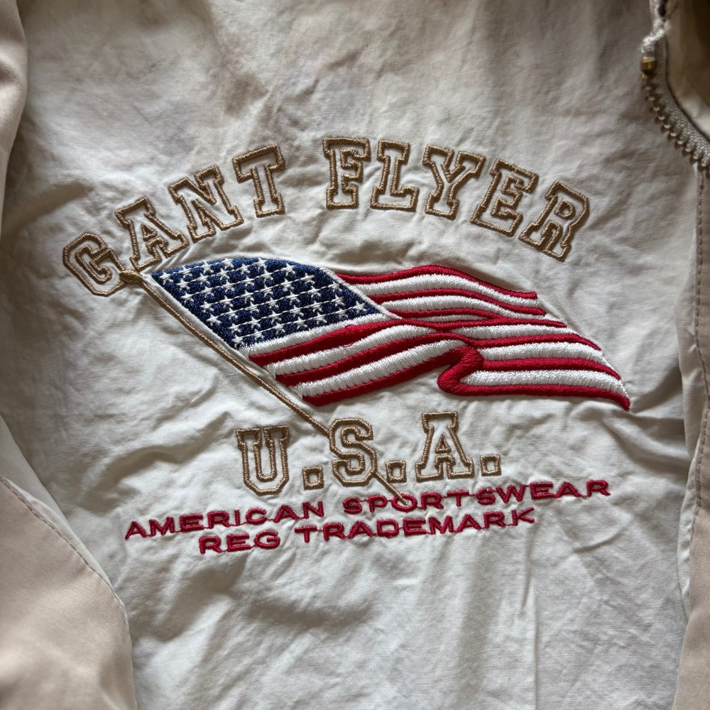 Vintage 90s Gant Flyer Usa Embroidered Flag Jacket Suede Collar Mens M View 3